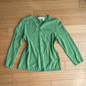 Vintage 90s jade green cotton knit cardigan